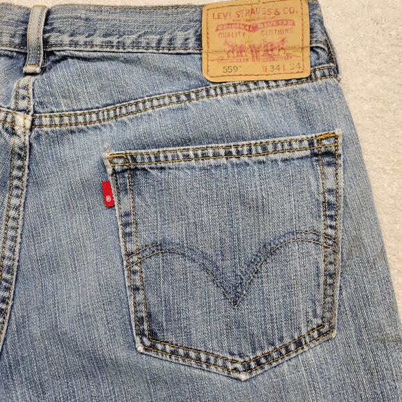 Levi’s 559 Men’s Distressed Relaxed Straight Fit Jeans Blue Washed Denim 34x34 - Picture 8 of 13